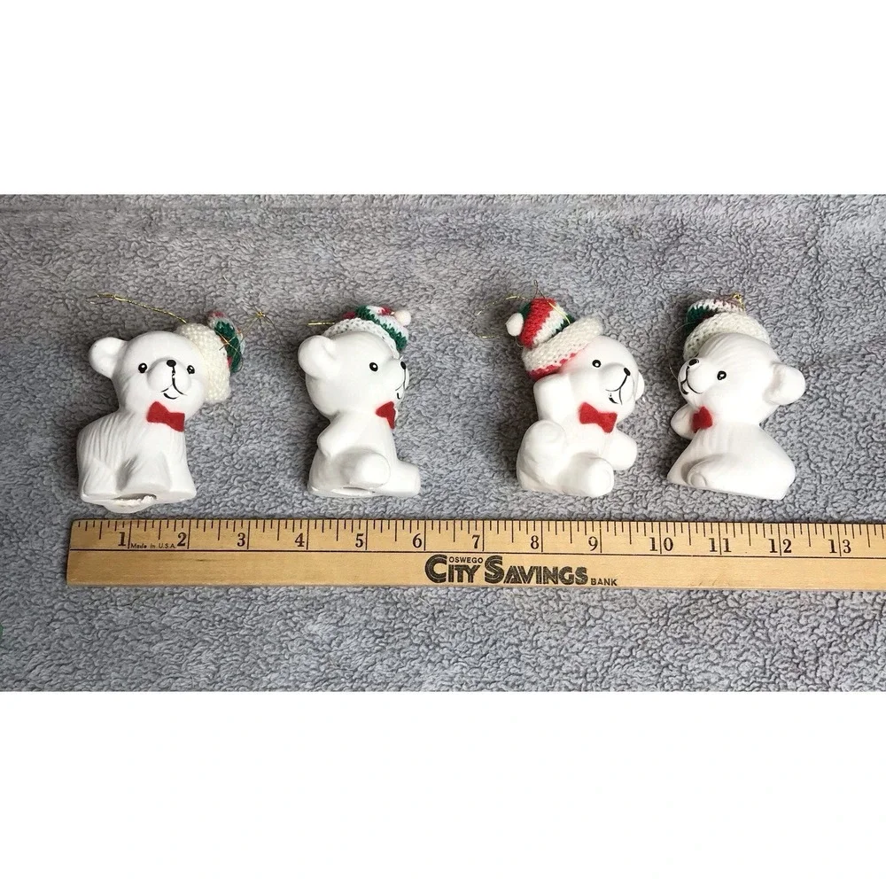 Vintage Christmas Around The World Snow Bear Ornaments‎ W/Box Set of 4 54012